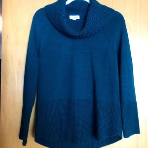 Emerald green, Calvin Klein cowl neck sweater.